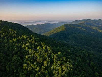 Aerial photograph of the Cumberland Gap in Kentucky. May 2019. The Cumberland Forest Project protects 253,000 acres of Appalachian forest and is one of TNC’s largest-ever conservation efforts in the eastern United States.